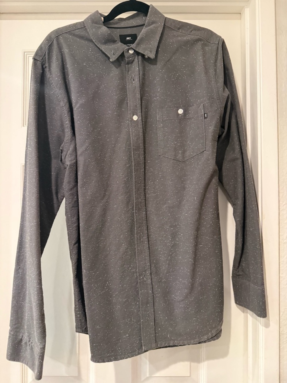 Obey Gray Speckled Long-Sleeve Button-Down Shirt